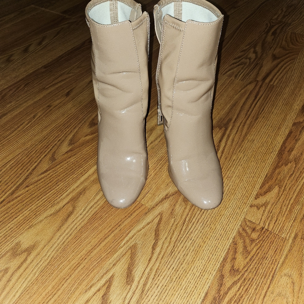 Nude Patent Leather Booties